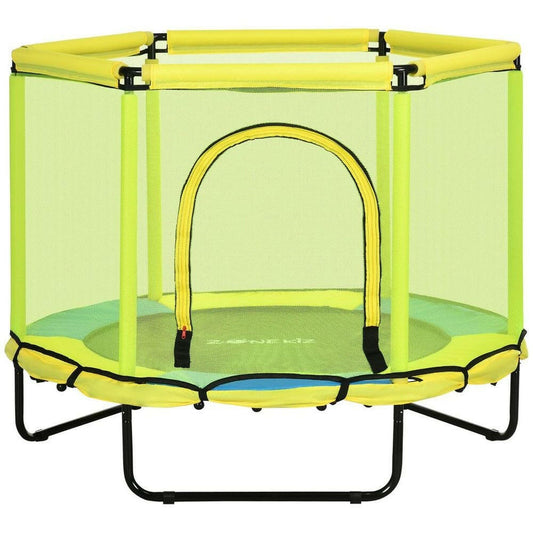4.6 FT Trampoline with Enclosure Net Bungee Gym - Yellow