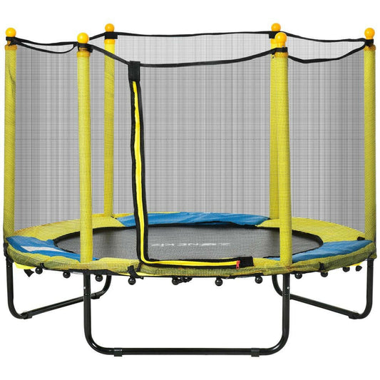 4.6FT Kids Trampoline w/ Enclosure, for Kids 1-10 Years - Yellow