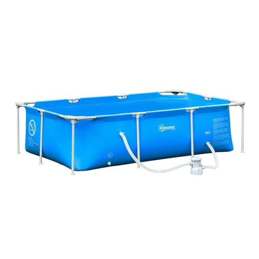 Steel Frame Pool & Filter Pump & Cartridge Rust Resistant 252 x 152 x 65cm Blue