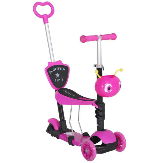 5-in-1 Kids Baby Toddler Kick Scooter, Removable Seat, Height Adjustable