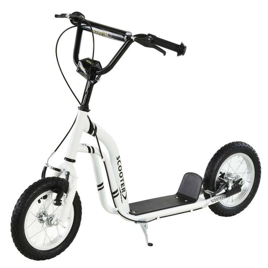 Dual Brakes Kick Scooter 12-Inch Inflatable Wheel Ride On Toy HOMCOM